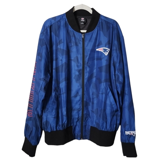 NFL TEAM x PATRIOTS windbreaker logo jacket in‎ blue full zip size 2XL - Picture 1 of 10